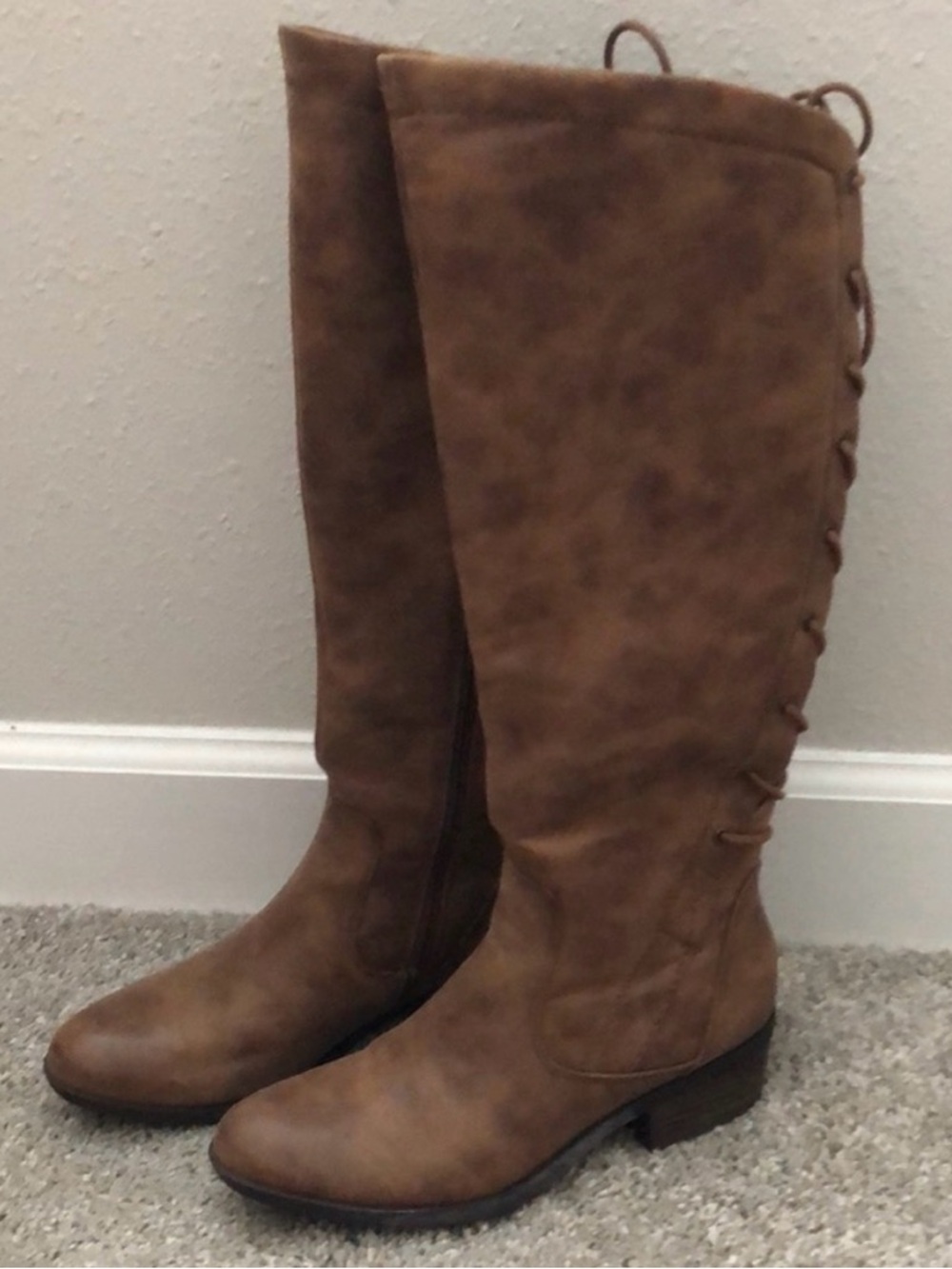 Women's Tall Lace-Back Riding Boots - Brown